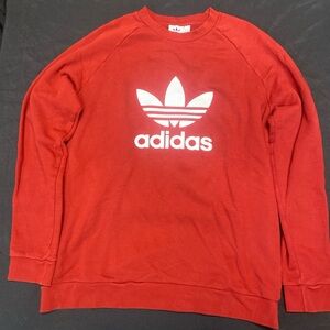 Adidas Men's Crewneck Sweater in Red with White Logo
